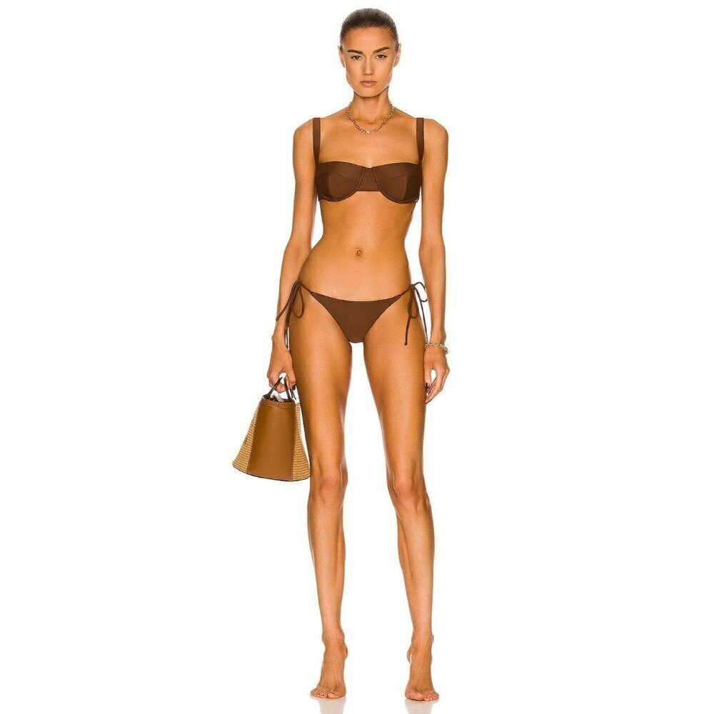 FE NOEL Simone Bikini Bottom in Espresso Large New Womens Swimsuit